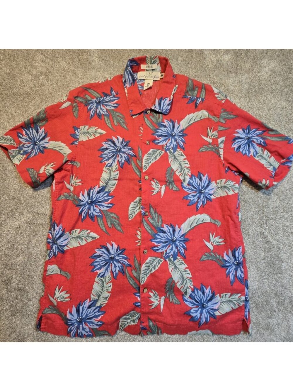 Hawaiian Beach Shirt Linen Blend Red Floral L.O.G.G Label of Graded Goods Men M